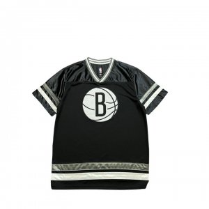 Maillot de Basket Brooklyn Nets Brodé Big logo manche courte Noir